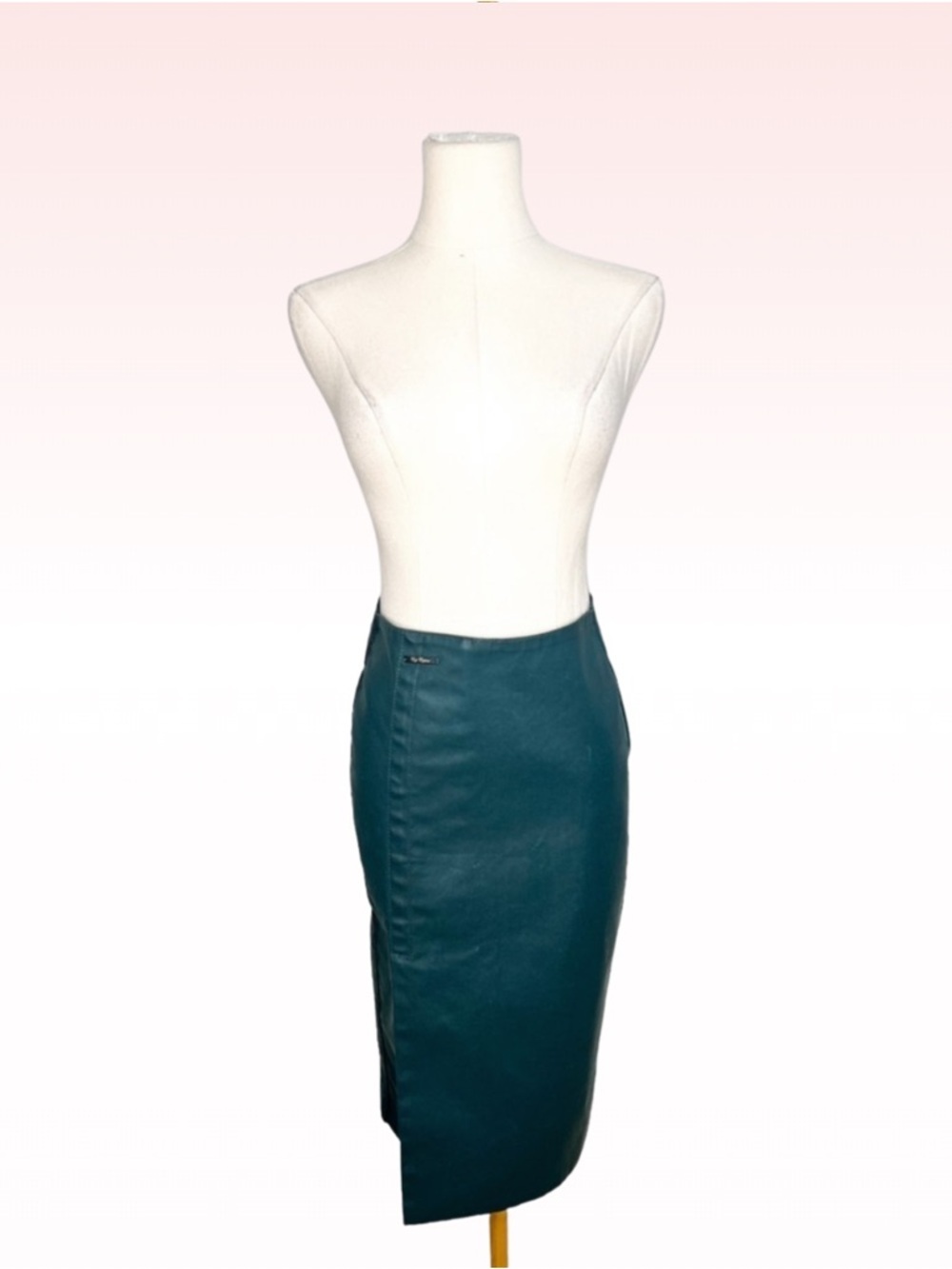 COP.COPINE Green Leather Midi Skirt (Sz XS/S)